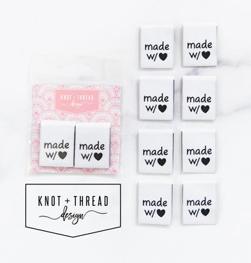 Made With Heart 1in Label 8pk - quilting supply from Quilted Joy