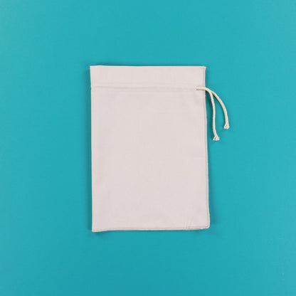 Single Kimberbell grey drawstring cinch sack shown upright on teal background