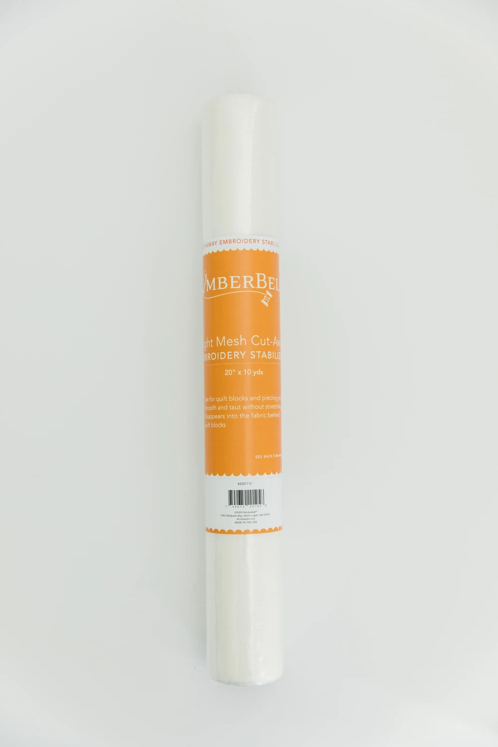 Kimberbell Light Mesh Cut-Away stabilizer 20-inch wide roll with orange label