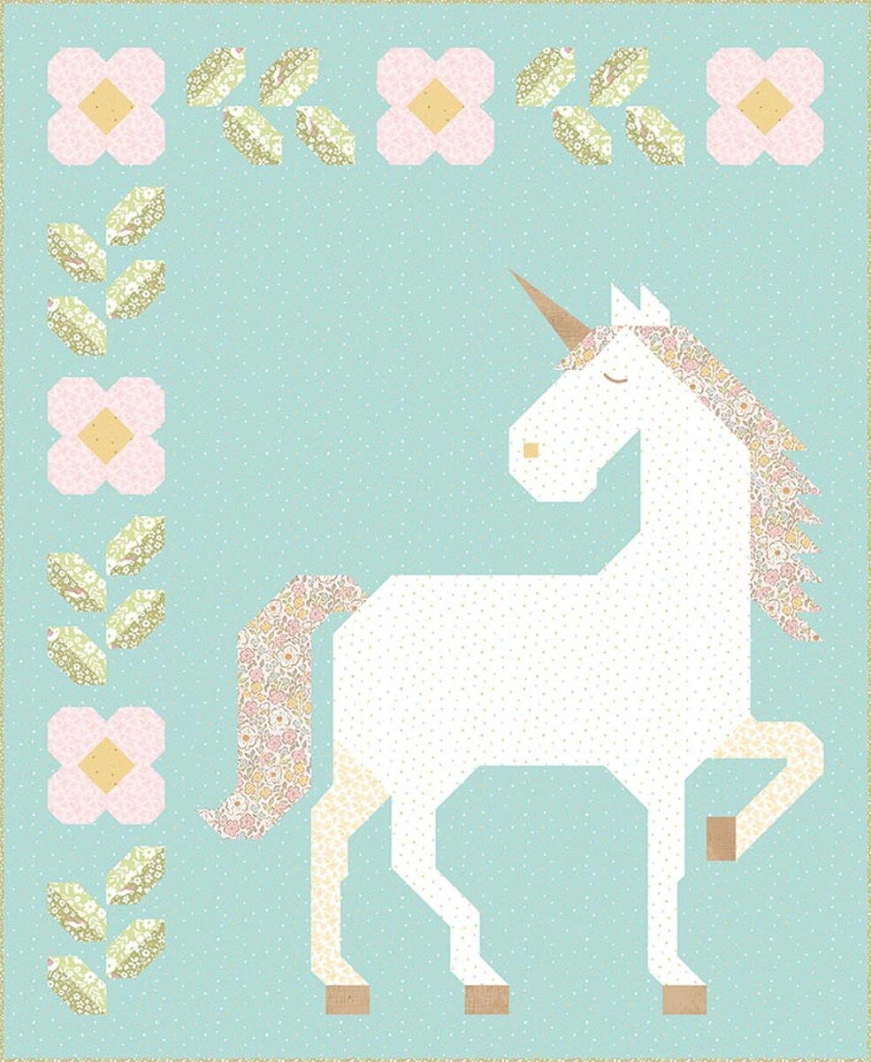 Unicorn Garden quilt kit fabric bundle magical rainbow design
