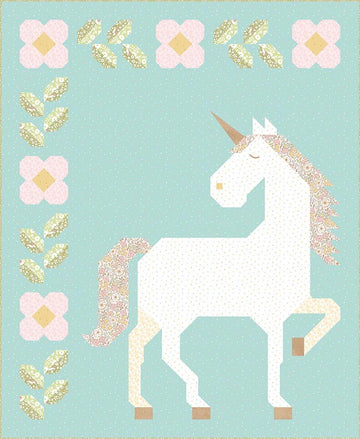 Unicorn Garden quilt kit fabric bundle magical rainbow design