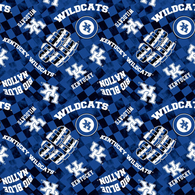 UK Wildcats NCAA Blue College Checks Canvas Duck Cloth Fabric Yardage