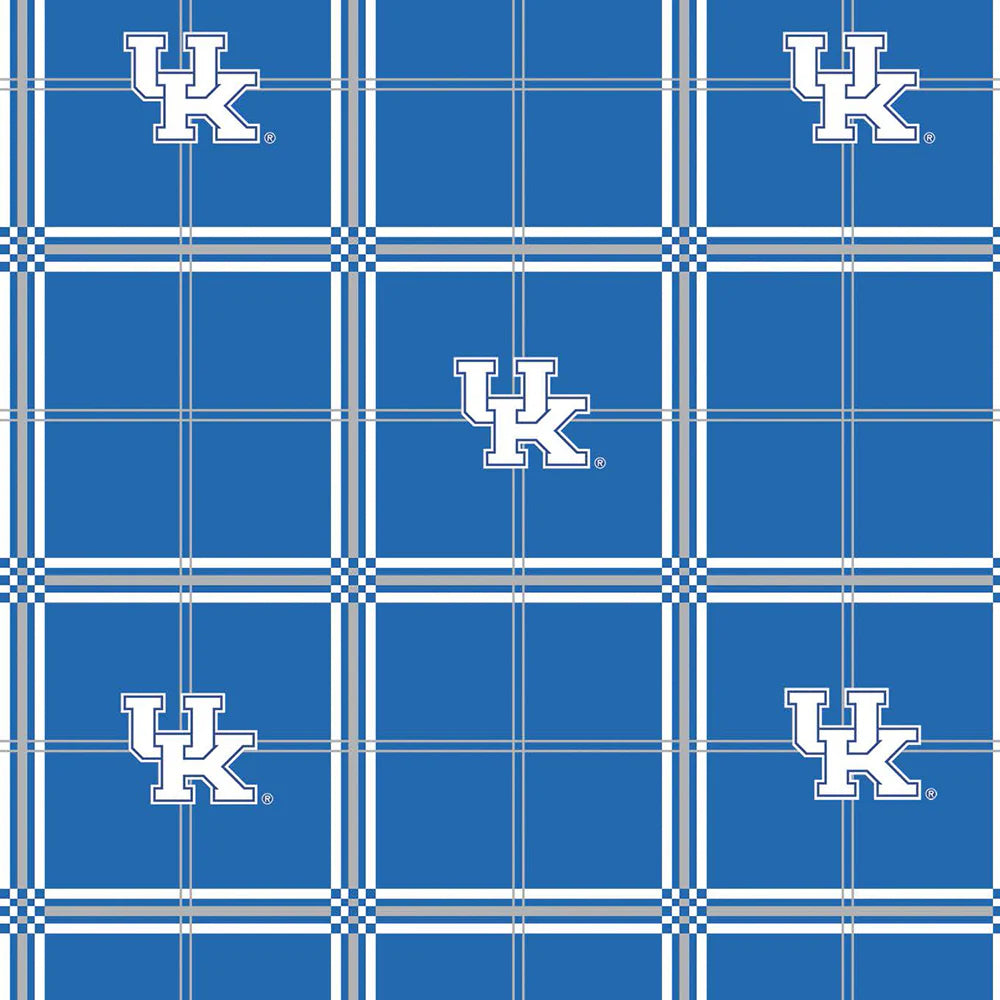 UK NCAA Blue Logo Grid Fabric Yardage - quilt fabric for sewing and quilting projects