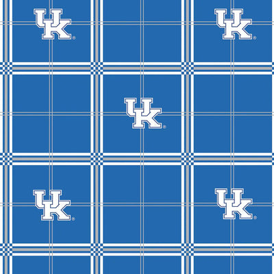UK NCAA Blue Logo Grid Fabric Yardage