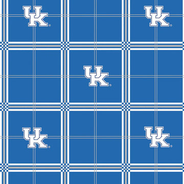 UK NCAA Blue Logo Grid Fabric Yardage - quilt fabric for sewing and quilting projects
