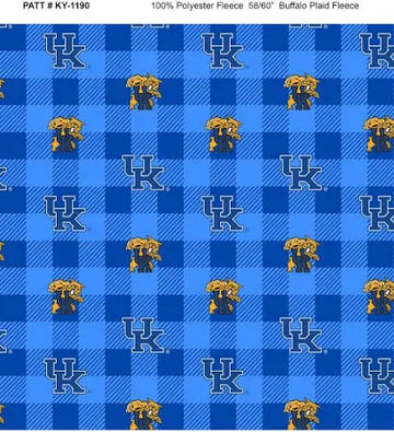 University of Kentucky Buffalo Plaid Fleece Fabric Yardage - quilt fabric for sewing and quilting projects