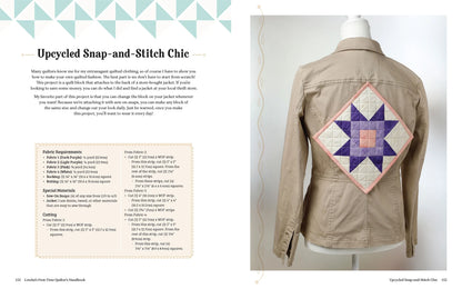 Lorelai's First-Time Quilter's Handbook by Checker Distributor guides beginners in creating beautiful quilt projects, featuring eye-catching geometric patterns in purple, white, and blue—perfect for starting your quilting journey.