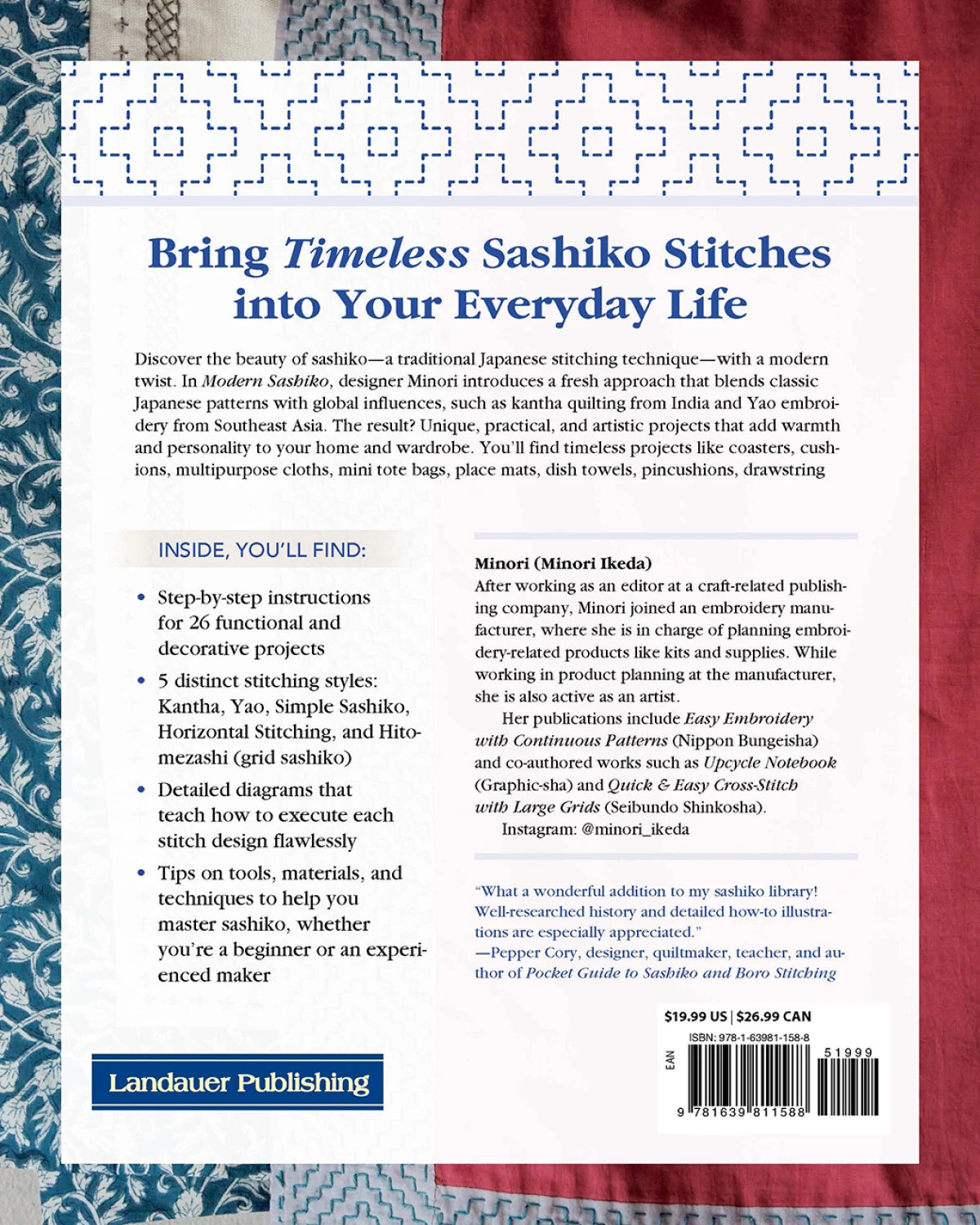 Modern Sashiko: 26 Mixed-Style Sashiko Projects for Everyday Items - image 2 - quilting supply from Quilted Joy