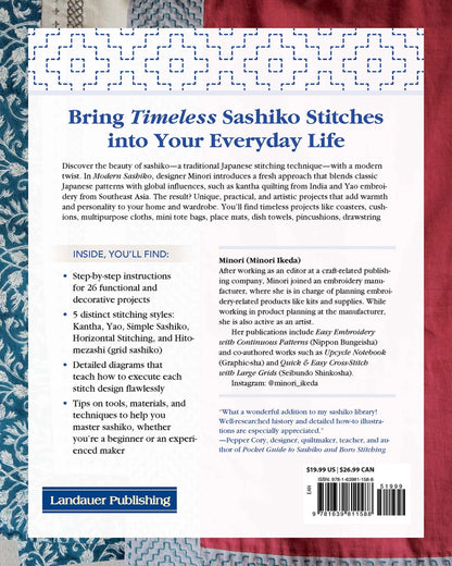Modern Sashiko: 26 Mixed-Style Sashiko Projects for Everyday Items - image 2 - quilting supply from Quilted Joy