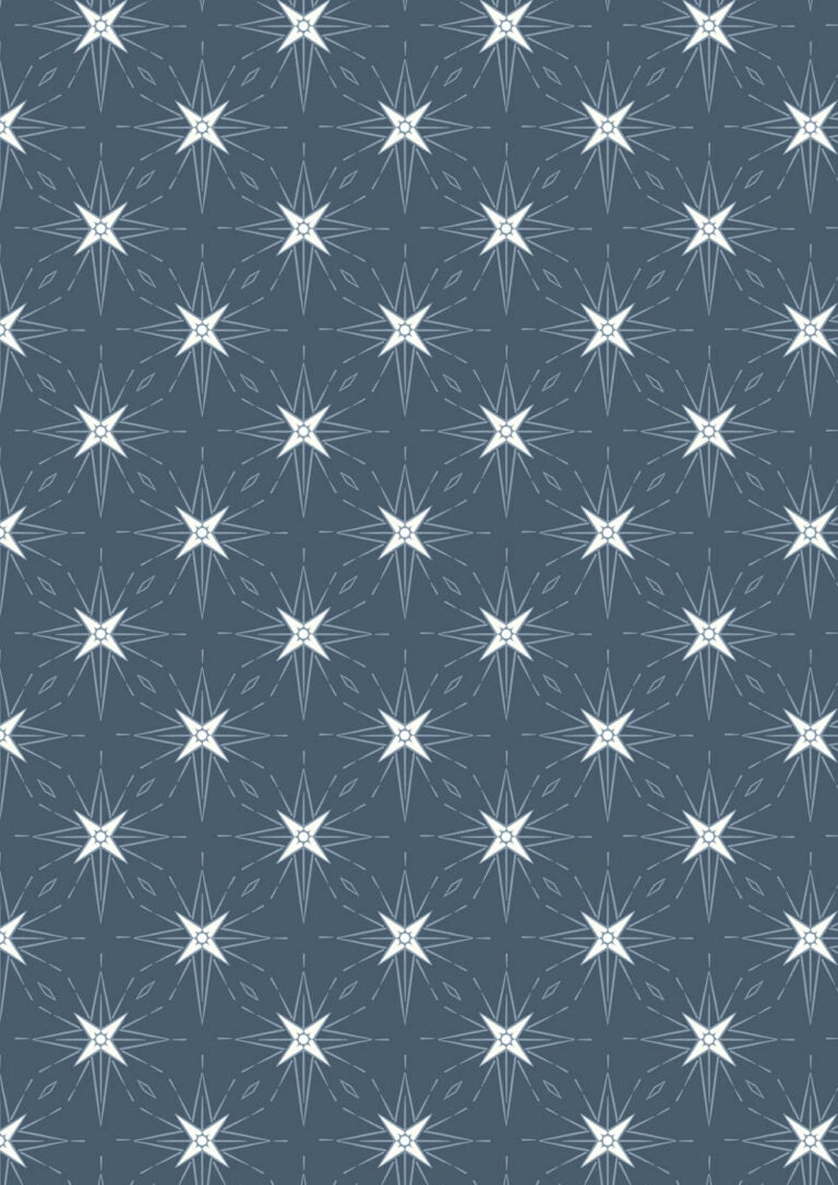 Where the Sky Dances Dark Blue North Star Fabric Yardage - quilt fabric for sewing and quilting projects