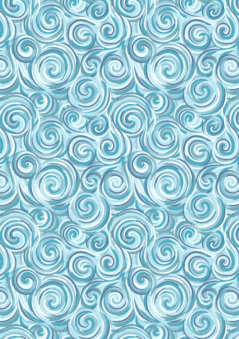 Where the Sky Dances Blue Northern Lights Swirl Fabric Yardage - quilt fabric for sewing and quilting projects