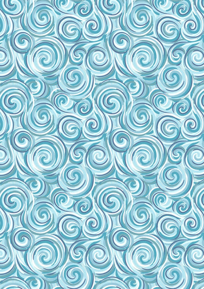 Where the Sky Dances Blue Northern Lights Swirl Fabric Yardage