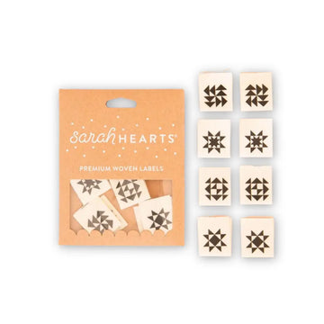 Sarah Hearts Black Quilt Block Sew in Labels Product Photo
