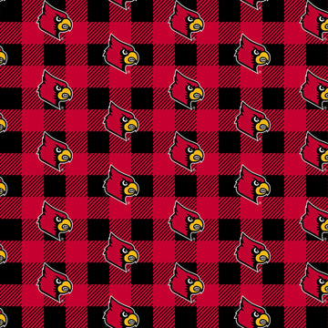 University of Louisville Buffalo Plaid Fleece Fabric Yardage - quilt fabric for sewing and quilting projects