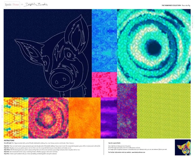 Farmyard Petra Pig Collage Panel