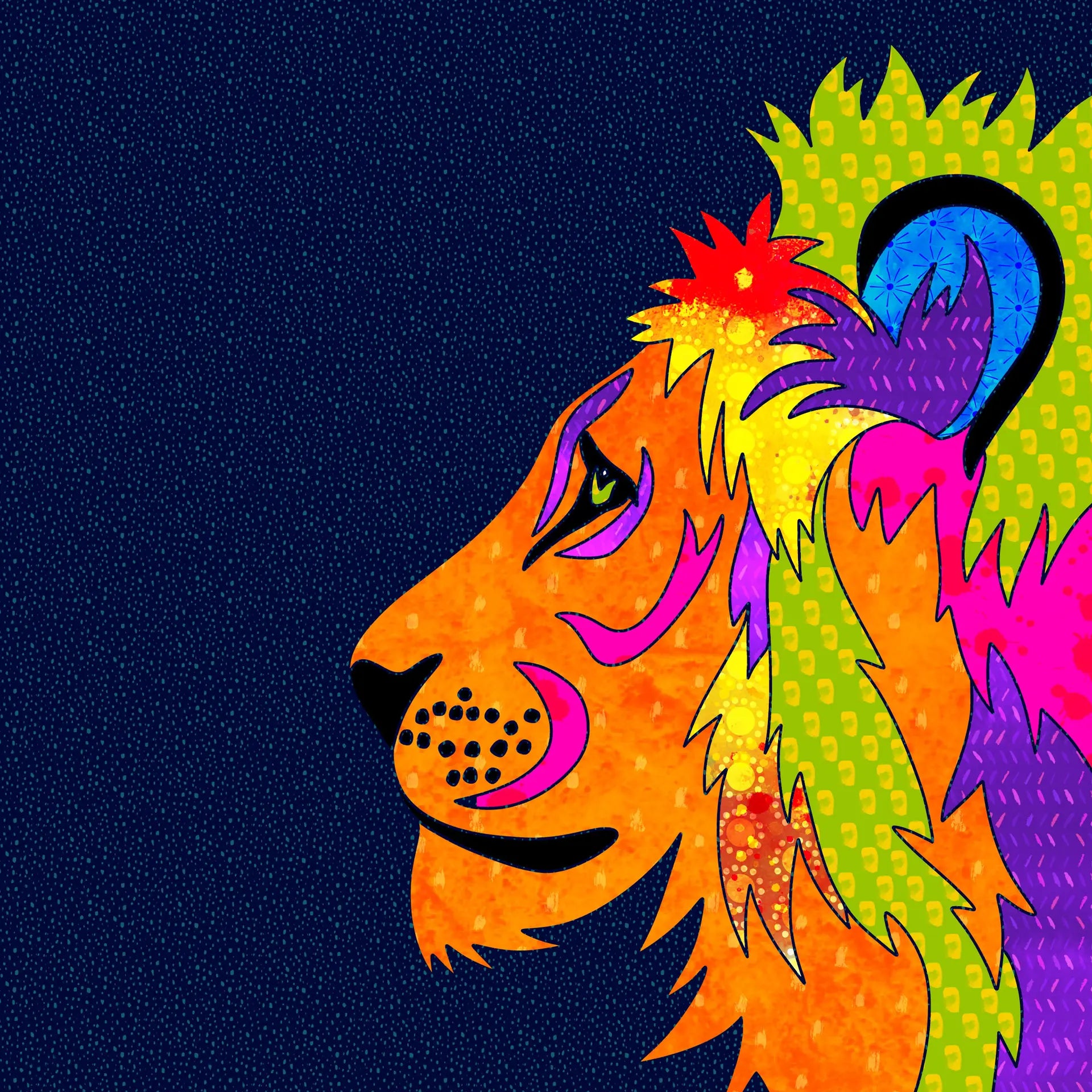 On Safari Lion Collage Panel