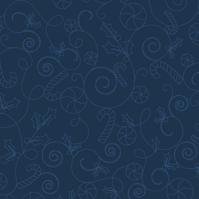 Kimberbell Cup Of Cheer - Candy Scroll Navy Fabric Yardage