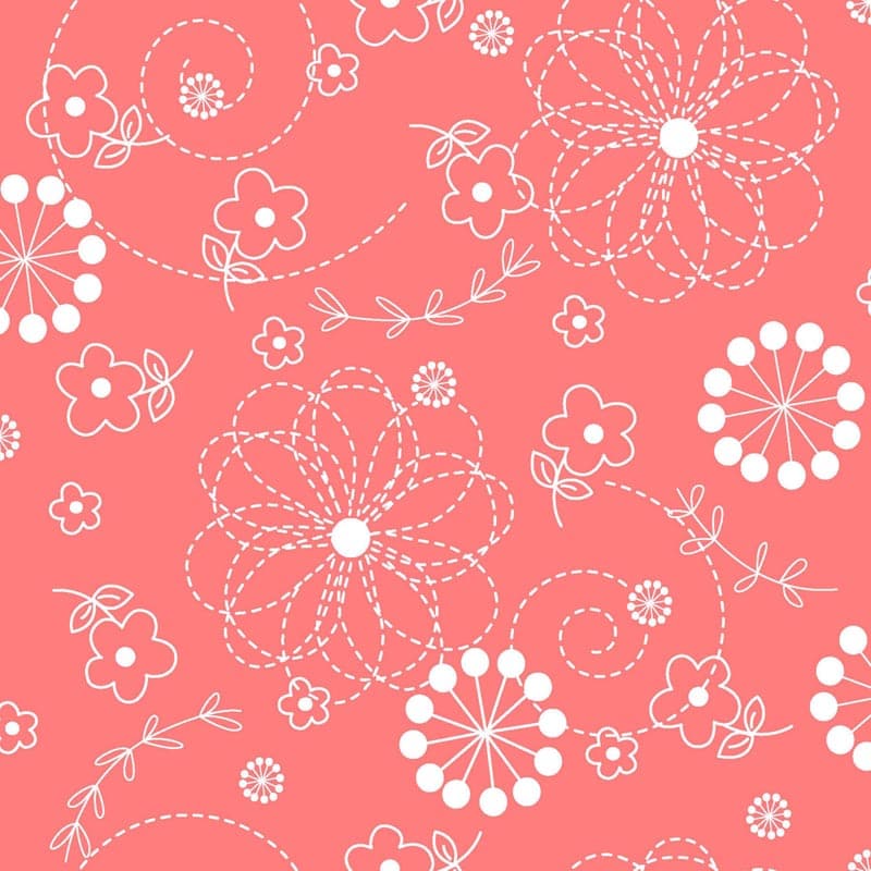 Kimberbell Basics Doodles Peachy Pink Fabric Yardage