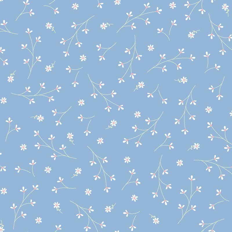 Kimberbell Basics Pretty Petals Light Blue Fabric Yardage