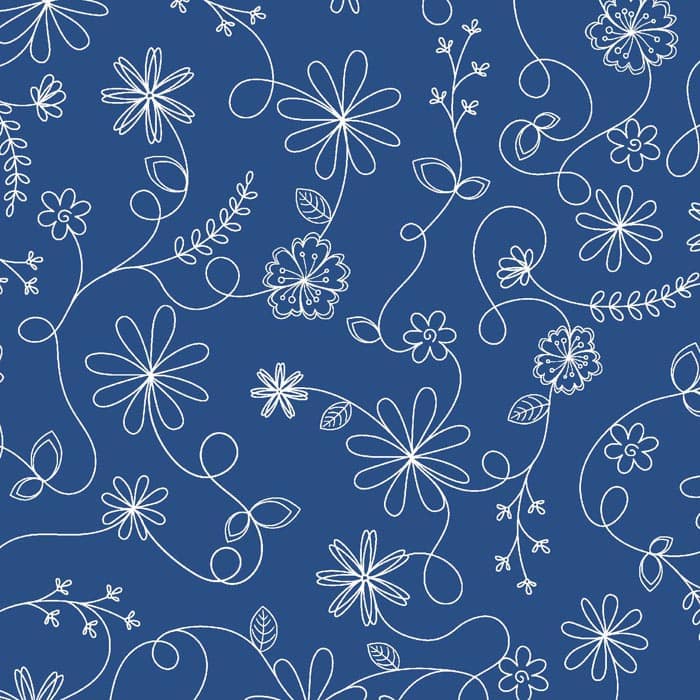 Kimberbell Basics Refreshed Swirl Floral Blue Fabric Yardage