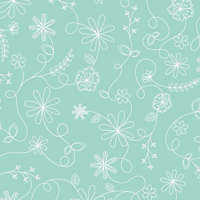 Kimberbell Basics Refreshed Swirl Floral Aqua Fabric Yardage