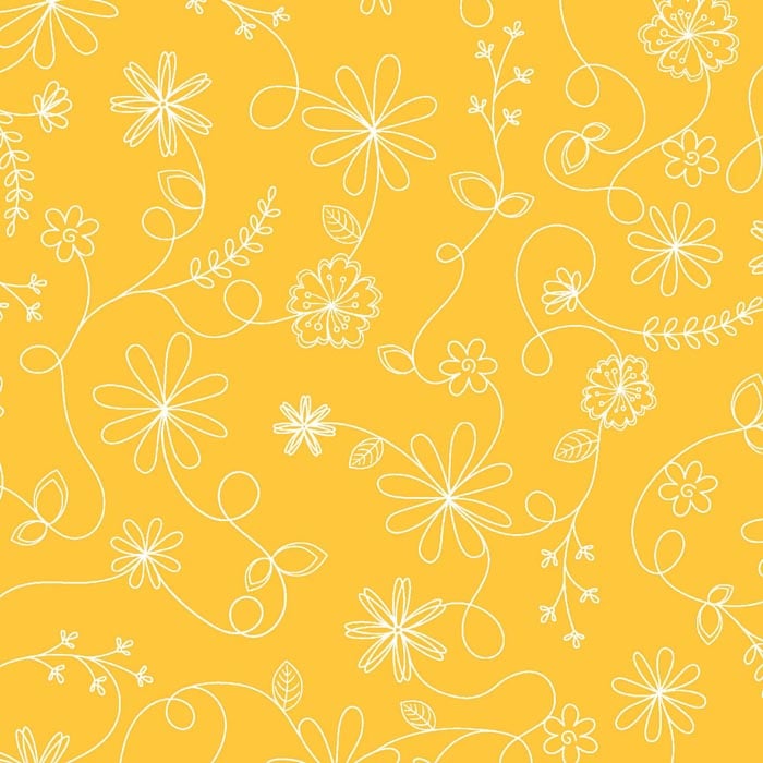 Kimberbell Basics Refreshed Swirl Floral Yellow Fabric Yardage