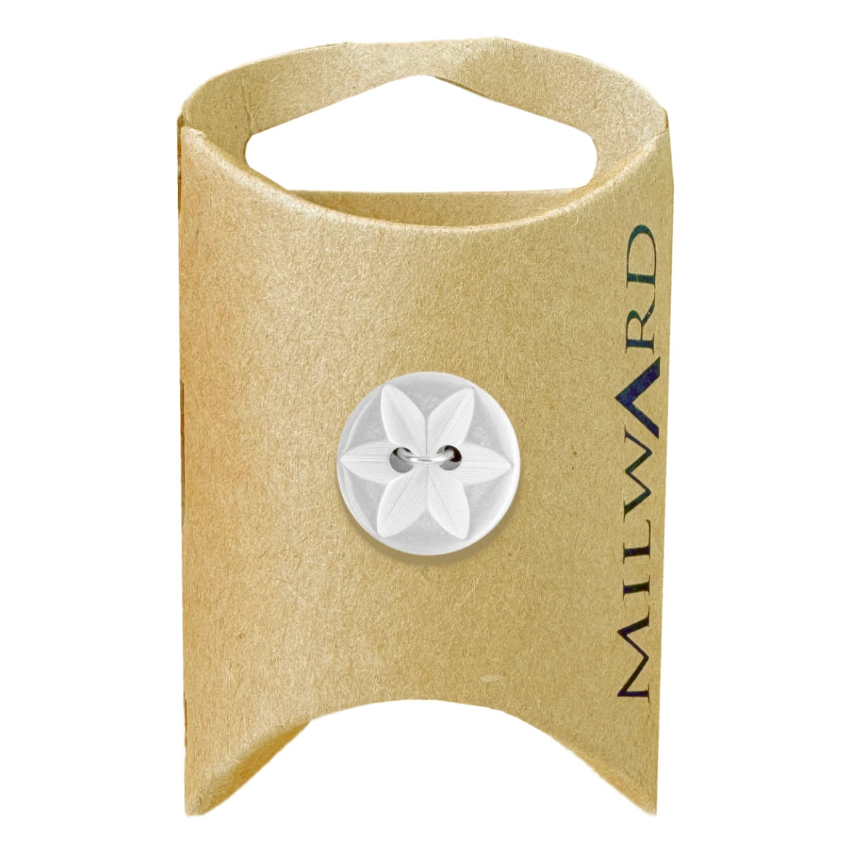 Milward Green Carded White 16mm (26L) Polyester 2-Hole Star Button