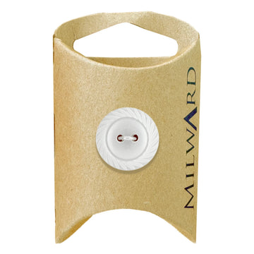 Milward Green Carded White 19mm (30L) Polyester 2-Hole Rope Edge Button