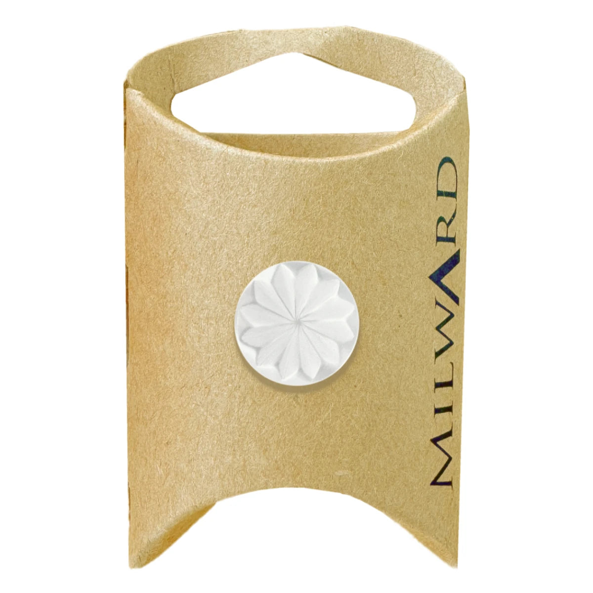 Milward Green Carded White 15mm (24L) Polyester Shank Flower Cut Button