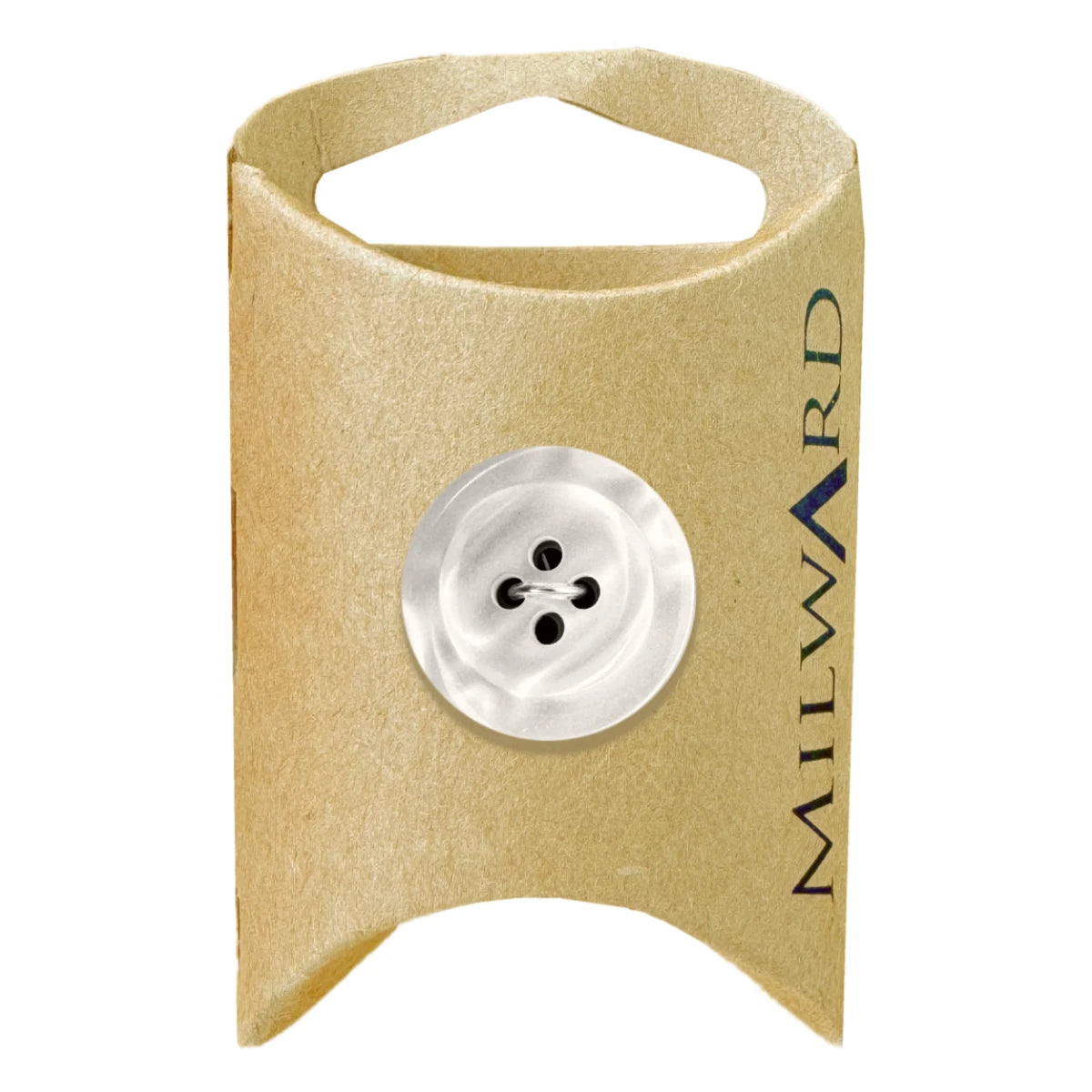Milward Green Carded White 20mm (32L) Polyester 4-Hole Shiny Button