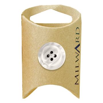 Milward Green Carded White 20mm (32L) Polyester 4-Hole Shiny Button