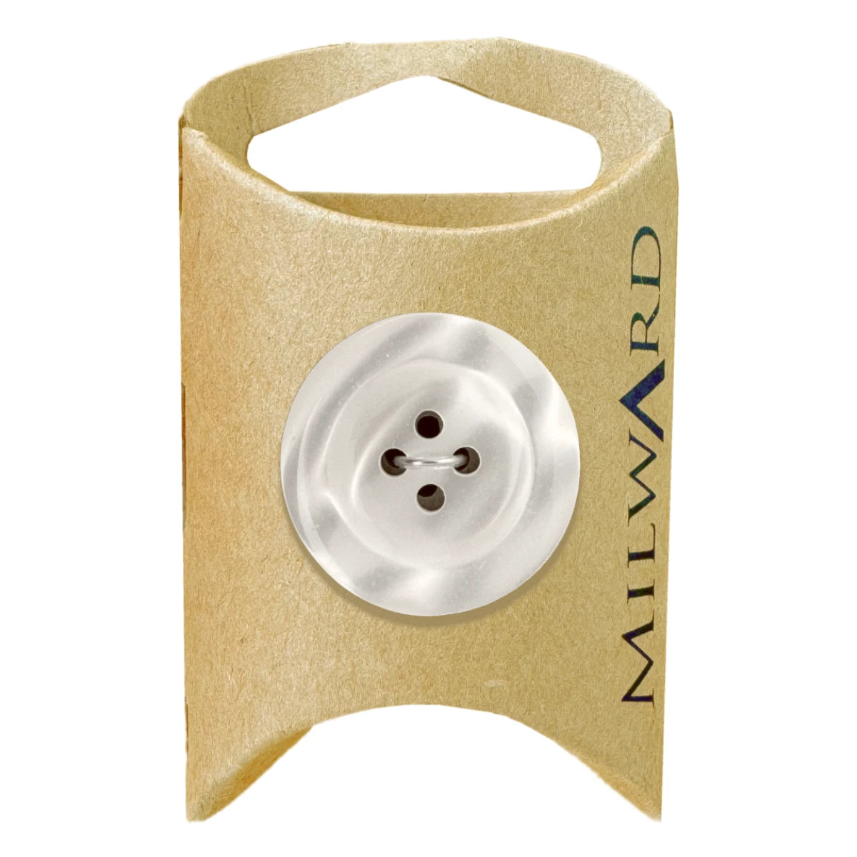 Milward Green Carded White 25mm (40L) Polyester 4-Hole Shiny Button