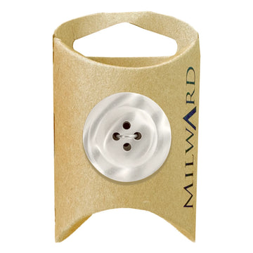Milward Green Carded White 25mm (40L) Polyester 4-Hole Shiny Button