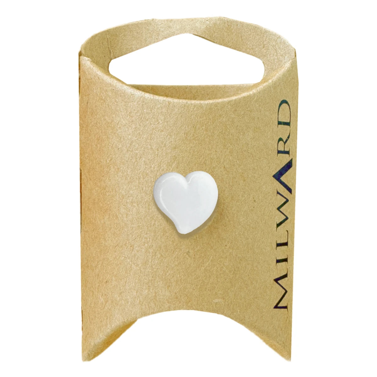Milward Green Carded White 13mm (20L)  Nylon Shank Heart Button