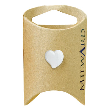 Milward Green Carded White 13mm (20L)  Nylon Shank Heart Button