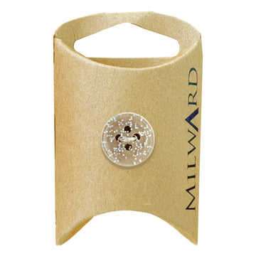 Milward Green Carded Silver 15mm (24L) Nylon 2-Hole Glitter Button