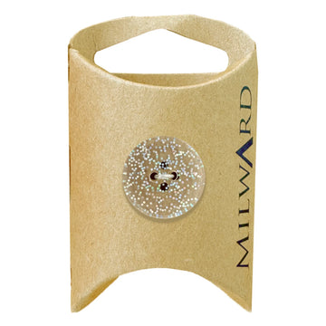 Milward Green Carded Silver 19mm (30L) Nylon 2-Hole Glitter Button