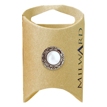 Milward Green Carded Silver 15mm (24L) ABS/Nylon Shank Pearl Button