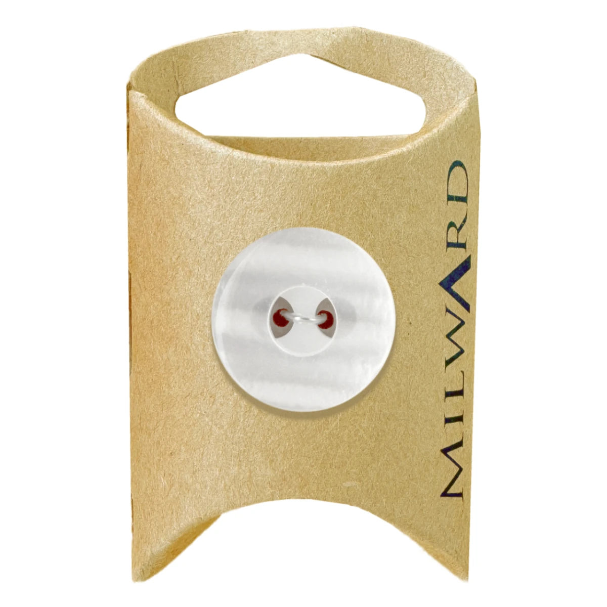 Milward Green Carded White 21mm (34L) Polyester 2-Hole Pearlised Button