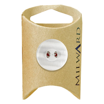 Milward Green Carded White 21mm (34L) Polyester 2-Hole Pearlised Button