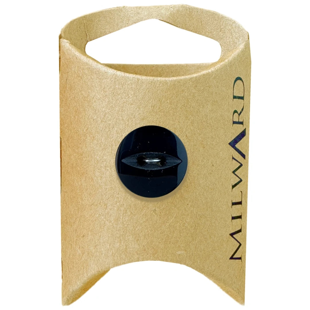 Milward Green Carded Black 16mm (26L) Polyester 2-Hole Fisheye Button