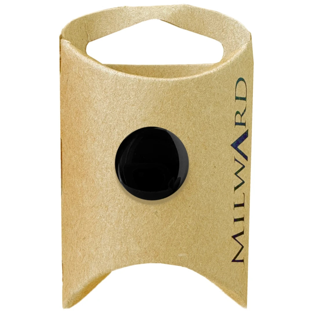 Milward Green Carded Black 16mm (26L) Polyester Flat Shank Button