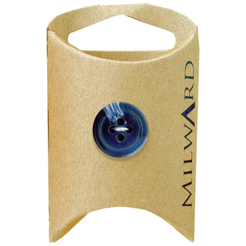 Milward Green Carded Blue 15mm (24L) Polyester 4-Hole Marble Edge Button