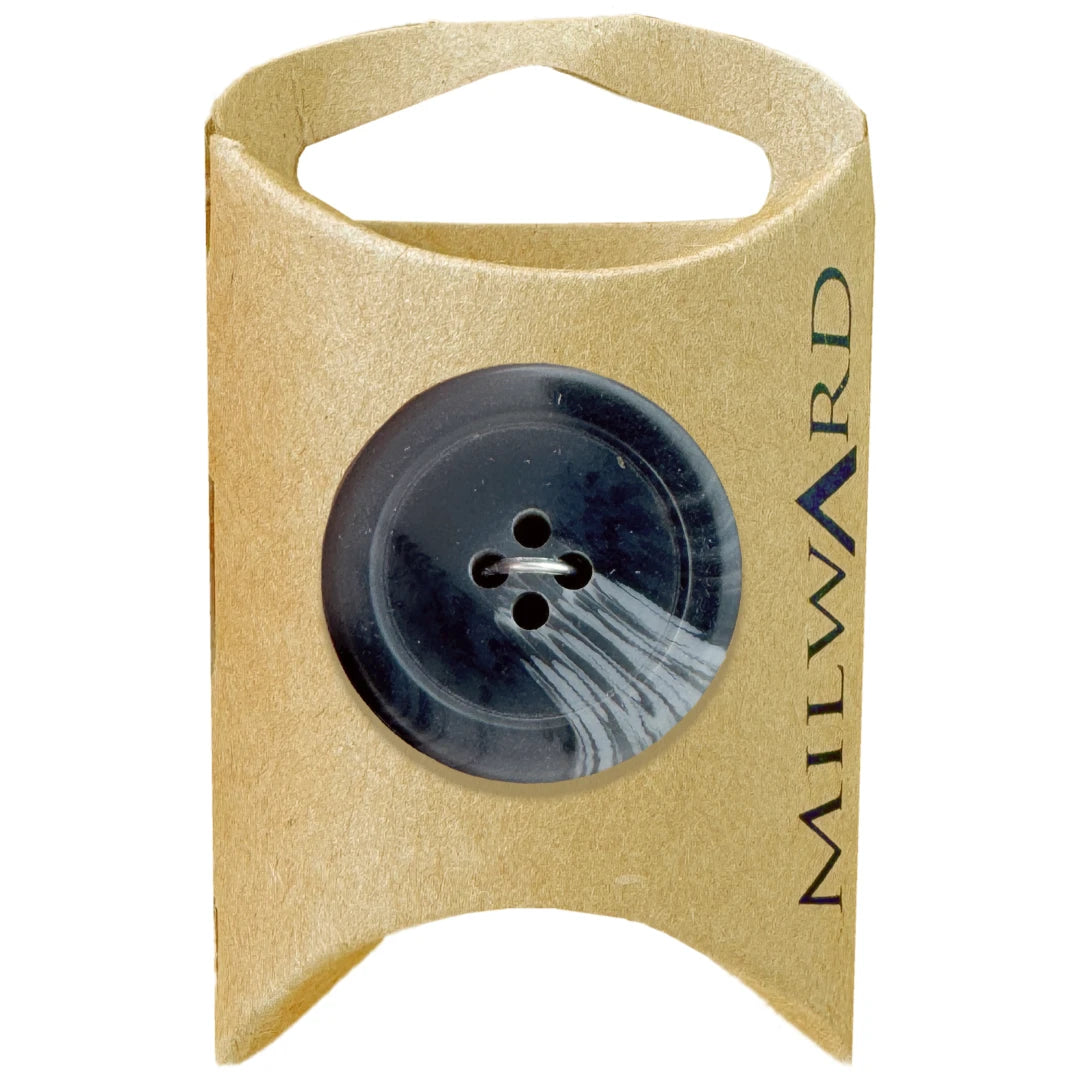 Milward Green Carded Grey 28mm (44L) Polyester 4-Hole Marble Edge Button