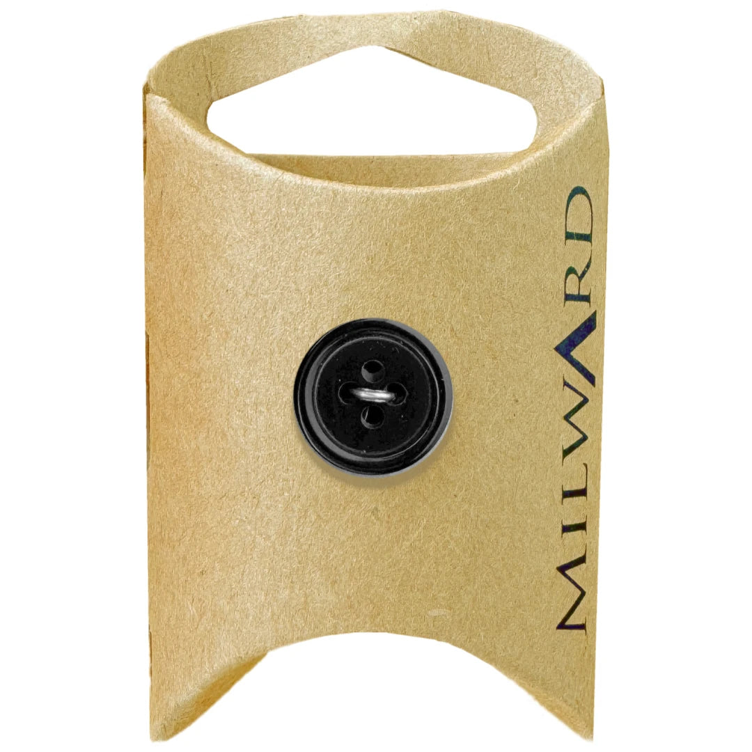 Milward Green Carded Black 14mm (24L) Polyester 4-Hole Simple Button
