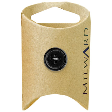 Milward Green Carded Black 14mm (24L) Polyester 4-Hole Simple Button