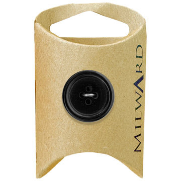 Milward Green Carded Black 20mm (32L) Polyester 4-Hole Simple Button