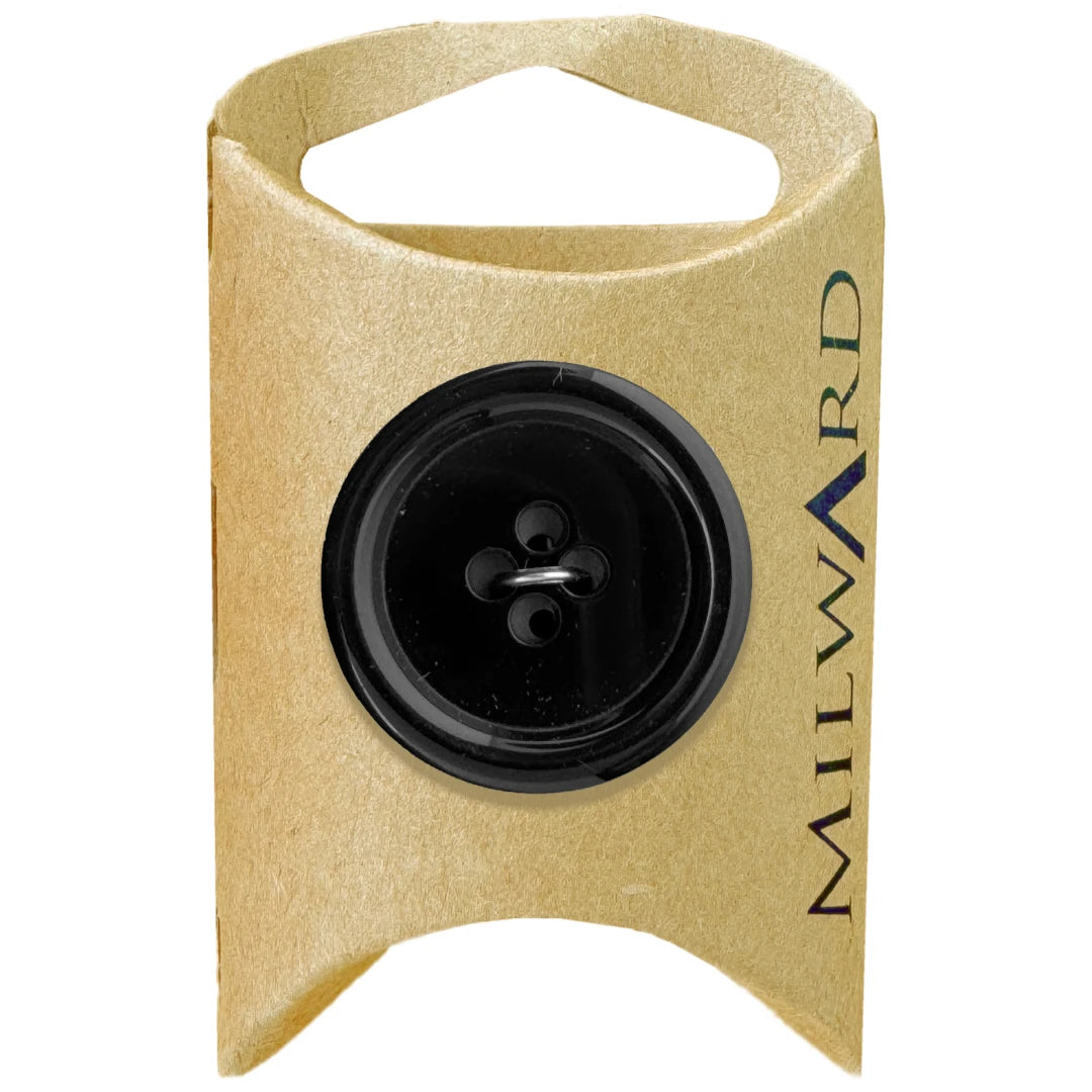 Milward Green Carded Black 28mm (44L) Polyester 4-Hole Simple Button