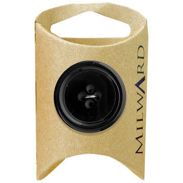 Milward Green Carded Black 28mm (44L) Polyester 4-Hole Simple Button