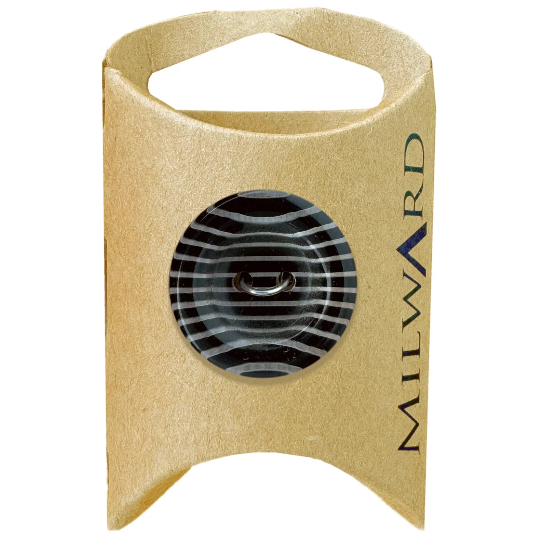 Milward Green Carded Black 25mm (40L) Polyester 2-Hole Zebra Button